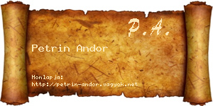 Petrin Andor névjegykártya