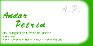 andor petrin business card